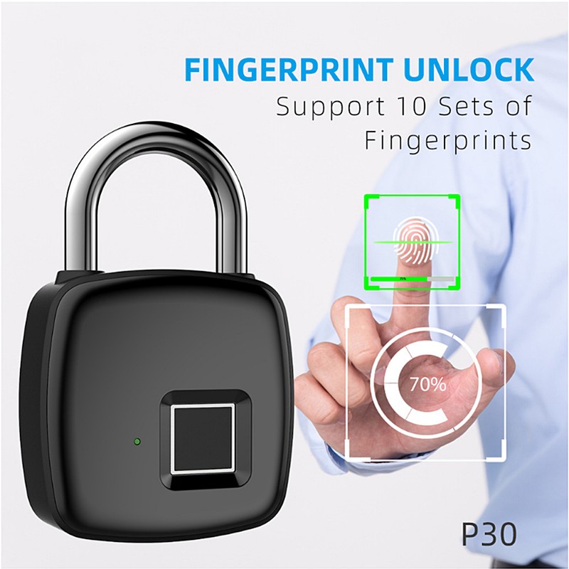 P30 Smart Keyless USB Rechargeable Lock Biometric Fingerprint Padlock Anti
