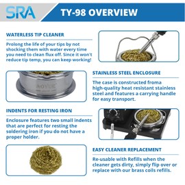 Aoyue Soldering Iron Tip Cleaner with Brass wire sponge, no water needed (TY-98)…