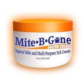 Mite-Be-Gone Crema de tratamiento de ácaros humanos de 8 onzas | Crema de azufre Max-Strength 10x para ácaros, mordeduras y picazón | Seguro para niños y adultos | Alivio rápido para todo tipo de piel