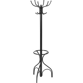 Tangkula Coat Rack Freestanding, 75 Inch Heavy Duty Metal Hanger Stand with Umbrella Holder, Entryway Hat Jacket Hanger with 12 Hooks for Scarf Crutch Bag, Standing Coat Tree Rack (Black)