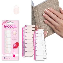 Nail Seal, Just Stick, Gel Nail Style, Manicure, No Hardening Required, French, INCOCO Hand Foot Nail, Quick Drying, Pedicure Nail Seal, Nail Tip, First Love (Clear, First Love)