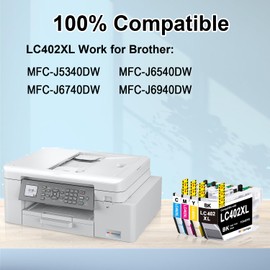 TOAIEPO LC402XL Ink Cartridges Compatible for Brother LC402XL LC402 Work with Brother MFC-J5340DW MFC-J6540DW MFC J5340 J6540 J6740 J6940 Printer, Black, Cyan, Magenta, Yellow