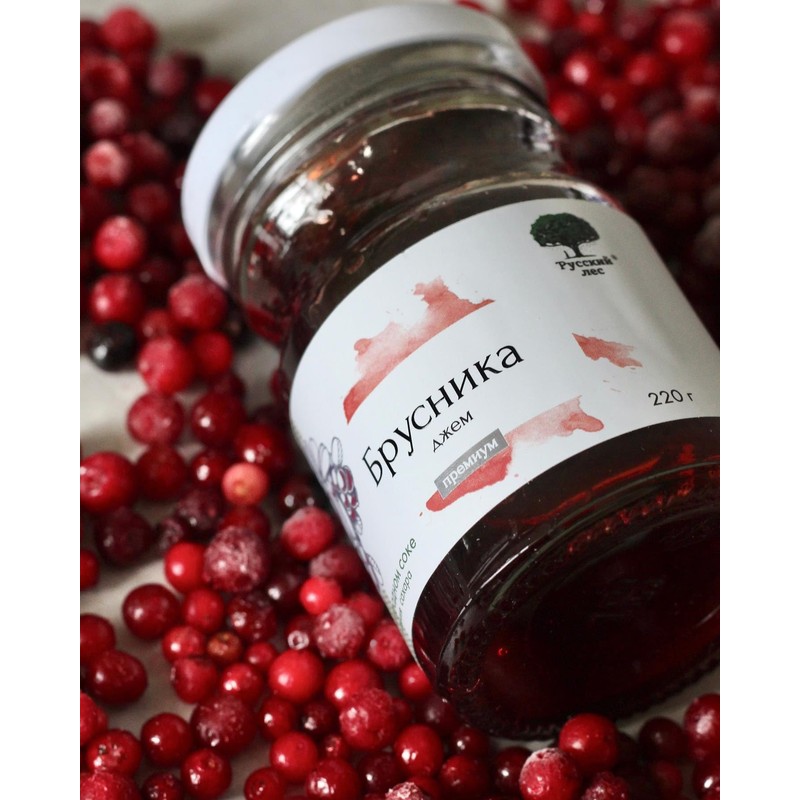 Russian Forest All Natural Lingonberry Premium Jam No Added Sugar,