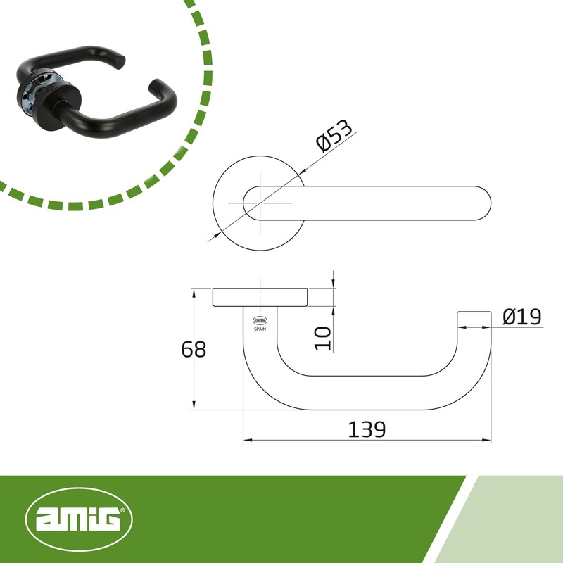 Amig - Door Handle Set with Inner Rosette for Doors