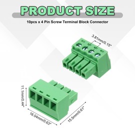 MECCANIXITY 10PCS 4-Pin PCB Mount Screw Terminal Block Connectors 3.81mm/0.15inch Pitch Circuit Board Connectors for Home Appliances, Industrial Projects