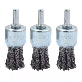 DGOL 3 Packs 1 Inch Twist Wire Knot Cup Brush With 1/4 Inch Round Shank For Drill Not