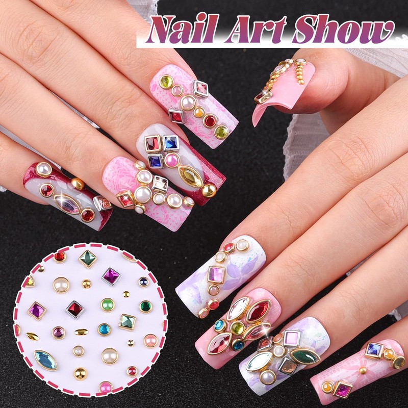 Luxury 3D Nail Charms Rhinestones Bangle Nail Charms and Gems
