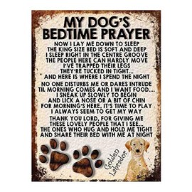 MY DOG'S BEDTIME PRAYER RETRO STYLE METAL TIN SIGN/PLAQUE (GOLDEN LABRADOR)
