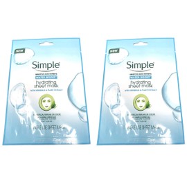 Simple Water Boost Hydrating Sheet Mask, 1 Mask (Bundle of 2)
