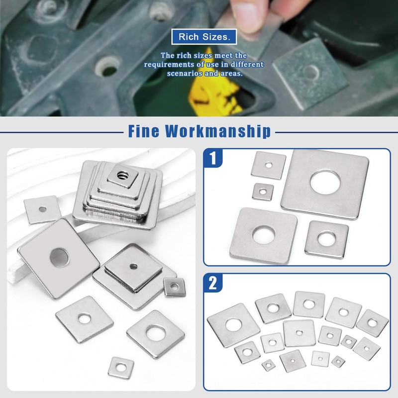 Glarks 100pcs M3 M4 M5 M6 M8 M10 M14 Square