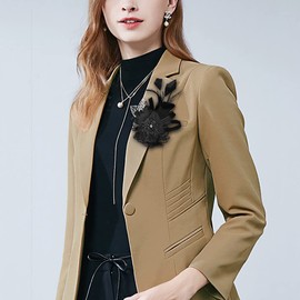 Flower Brooch Feather Brooch Corsage Brooch Vintage Elegant Brooch Lapel Pin Jewelry Corsage for Hat Bag Dress Suit, Exquisite Gifts for Women, Black