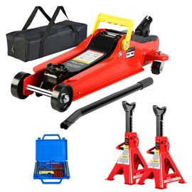 Floor Jack, 2 Ton Low Profile Floor Jack, 3t Jack Stand Tire Repair Kit Heavy Duty Steel Floor Jack with Single Piston Quick Lift Pump, Floor Jack Lifting Range 3.3"-15.2"