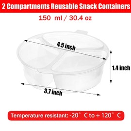 WXOIEOD 10 Pack Double Compartment Snack Pack Containers, 2 Compartment Reusable Travel Condiment Container with Lids, Small Sauce Salad Dressing Cup Portion Cups Dip Container for Lunch Box
