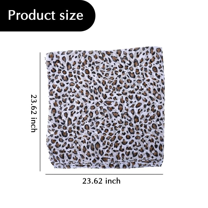 Sdopbinbin Leopard Print Animal Head Scarf, Large Square Chiffon Scarf