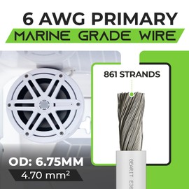 GEARit 6 Gauge Marine Wire (50ft) 6 AWG Primary Wire Cable, Tinned Oxygen-Free Copper OFC - Boat/Marine/Automotive/RV/Camper/Trailer/Solar/Outdoor - White 50 Feet