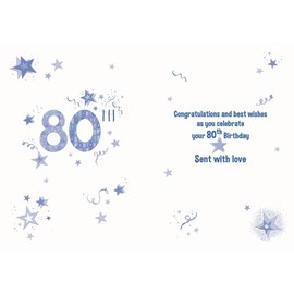 Nigel Quiney Mens 80th Milestone Birthday Card - Age 80 - Stars and Streamers with Foil Details - Eco-Friendly and Recyclable