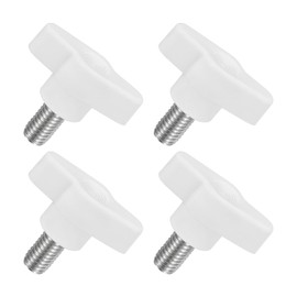 QUARKZMAN Pack of 4 T-wing Screws with Handles Thumb Screws, M8 x 14 mm Male Screw Knob 304 Stainless Steel Thumb Screw Handle 36 mm Diameter, White