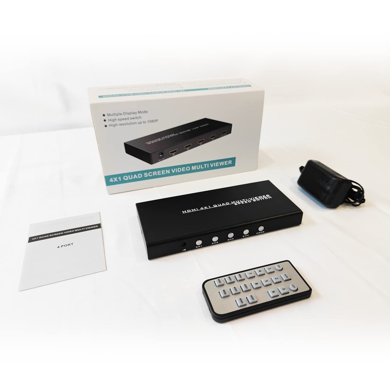 Yinker HDMI Multiviewer Switch 4x1, HDMI Quad Multiviewer Switcher 4