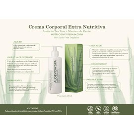 Aloevida Crema corporal extra nutritiva 80% Aloe vera orgánico + tea tree 236 ml