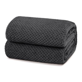 Yebeda Cuddly Waffle Blanket 130 x 170 cm, Dark Grey, Warm Fleece Blanket / Sofa Blanket - Super Soft, Cuddly and Comfortable Microfibre Flannel Blanket