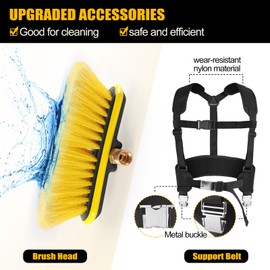 GIANTOOL 24FT Telescoping Power Washer Extension Wand, Gutter Cleaning Tools with Brush Head, 4 Adapters, 7 Spray Nozzles, Upgraded Support Belt, Pressure Washer Wand Extension for Wall Roof Gutter