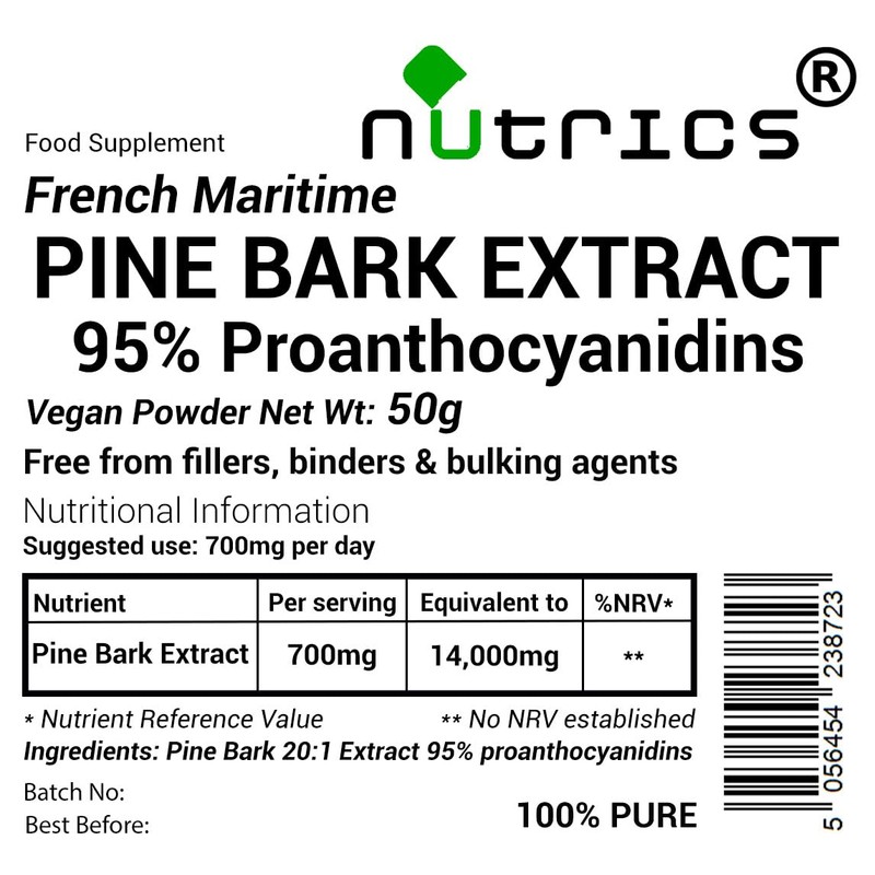 Nutrics® 50g French Maritime Pine BARK Extract Powder 95% Proanthocyanidins