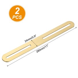 uxcell 2 Pack Stainless Steel Flat Mending Plates, 8.5 inch Flat Support Bracket with Slotted Holes, Fixing Bracket Connector for Wood Furniture, Gold