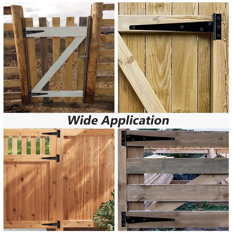 Murtenze 12Pack 2 Inch Black T-Strap Shed Hinge,Barn Door Hinges
