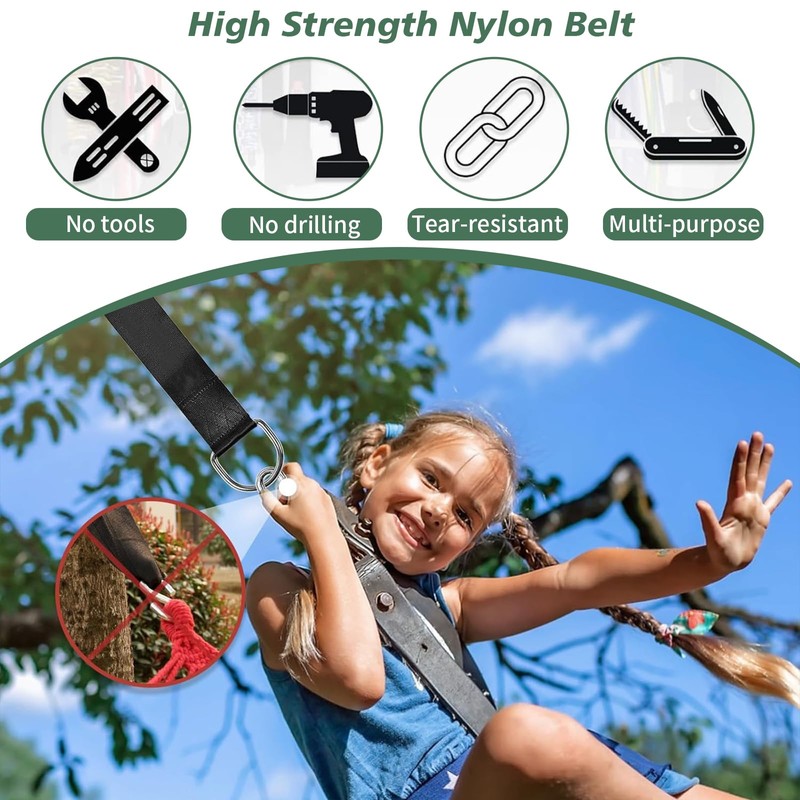 2PCS Tree Swing Straps with 2 PCS Heavy Duty Safety