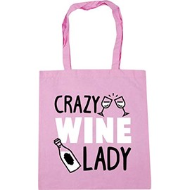 Hippowarehouse Crazy Wine Lady Tote Shopping Gym Beach Bag 42cm x38cm, 10 litres