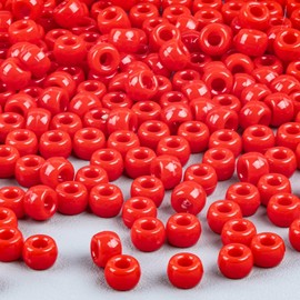 Sukh 1000+ Pcs Pony Beads - Pony Beads Bulk 6x9mm Red Color Pony Beads for Bracelets Making Necklace Hair Beads Braids Key Chain Making Plastic Beads DIY Project Crafts Ornaments Decorations