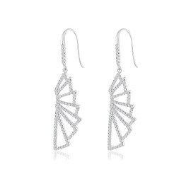 18K Gold-Plated 925 Sterling Silver Hook Earrings - Modern Triangular Arc Design with 202 Sparkling Cubic Zirconia Stones, Elegant Multi-Layer Gift Box for Women, Perfect Luxury Jewelry Gift, 1.29