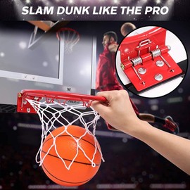 Large Indoor Mini Basketball Hoop Set for Kids and Adult 24 X 16 Inch Board Family Games for Home and Office Door & Wall with 3 Balls and Complete Accessories, Basketball Toy Gift for Boys Girls Teens