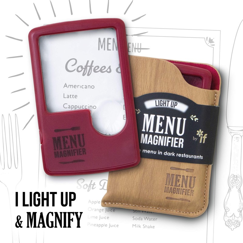 IF IF Light Up Menu Magnifier-Wine, Burgundy, One Size
