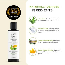 Clarifying Toner for Face - Salicylic Acid Toner - Spot and Oil Control, Cruelty-Free Skincare by The Natural and Organic Family - 7.04 oz