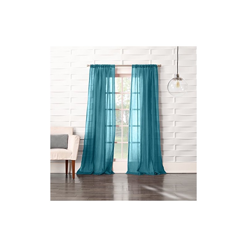 No. 918 Tayla Crushed Texture Semi-Sheer Rod Pocket Curtain Panel,