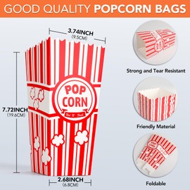VOISEN Popcorn Boxes,20 Pack Popcorn Bucket Containers, 46 OZ Red and White Popcorn Boxes Individual Servings, Movie Theater Decor Popcorn Containers, Carnival Circus Party Popcorn Bowl