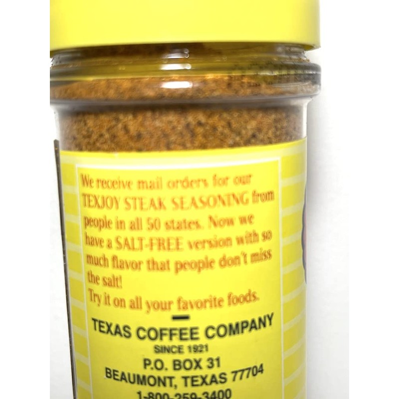 TexJoy Salt Free Steak Seasoning, 4.75 Ounce Shaker Bottle