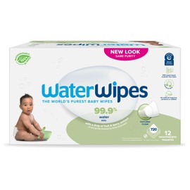 WaterWipes Plastic-Free Textured Clean, Toddler & Baby Wipes, 99.9% Water Based Wipes, Unscented & Hypoallergenic for Sensitive Skin, 720 Count (12 packs), Packaging May Vary
