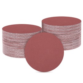 HARFINGTON 100 Pcs 5 Inch Sanding Discs, 320 Grit Hook and Loop Sandpaper, No-Hole Aluminum Oxide Orbital Sander Sandpaper for Woodworking Automotive Metal Polishing, Red