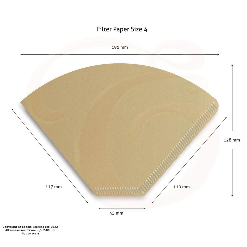 300 Size 4 Coffee Filter Paper Cones, Unbleached by EDESIA