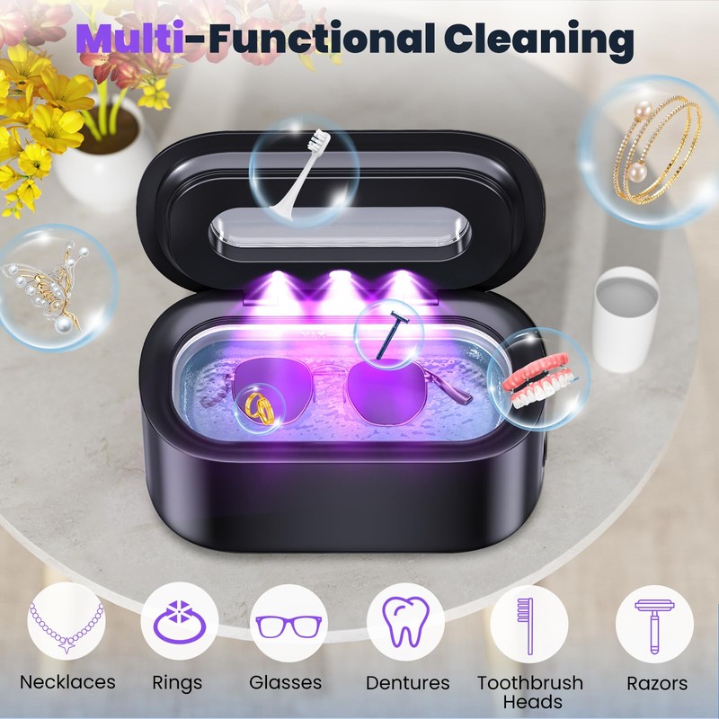 Ultrasonic Jewelry Cleaner, 48KHz Professional Ultrasonic Cleaner for Eyeglasses, Rings,