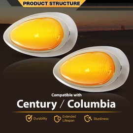 2Pcs 15 LED Amber Side Marker Signal Light With Chrome Bezel Fit for Freightliner Century Columbia