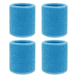 4 Pack 3 inch Wrist Sweatbands Tennis Wrist Bands Absorbent Sweat Band for Men and Women - Elastic Athletic Wrist Bands for Tennis, Basketball, Running, Working Out (Blue)