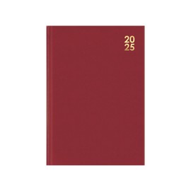 2025 Premium A4 Size Hard Cover Desk Diary Week to View Year Planner, Organizer With Ribbon Marker for Business, Office, Home, (Burgundy)