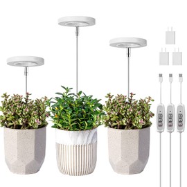 LORDEM LORDEM Grow Light, Full Spectrum LED Plant Light for Indoor Plants, Height Adjustable Growing Lamp with Auto On/Off Timer 4/8/12H, 4 Dimmable Brightness, Ideal Small Pack of 3, Warm White