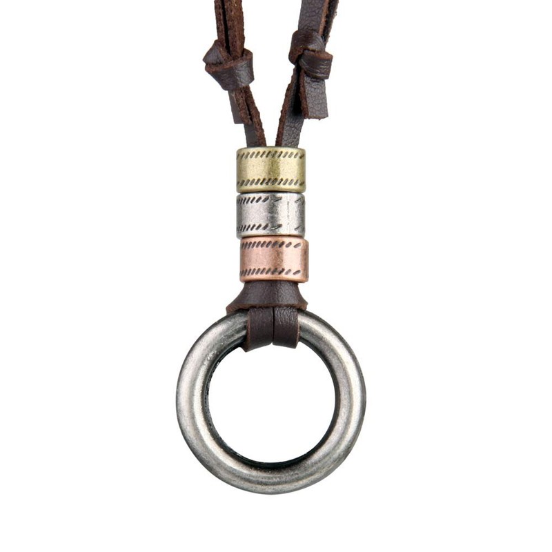ENSIANTH Glasses Holder Necklace O-Ring Adjustable Leather Cord Necklace, A,