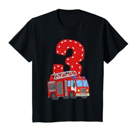 Kids Kids Fire Truck 3rd Birthday Party Toddler Boy 3 Year Old T-Shirt
