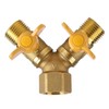 Brass Dual Tap Hose Adapter 2 Way Splitter Valve for
