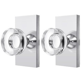 Newlaking Glass Dummy Door Knob Interior,Bifold and Closet Polished Chrome Crystal Dummy Door Knobs Door Handles,2 Pack